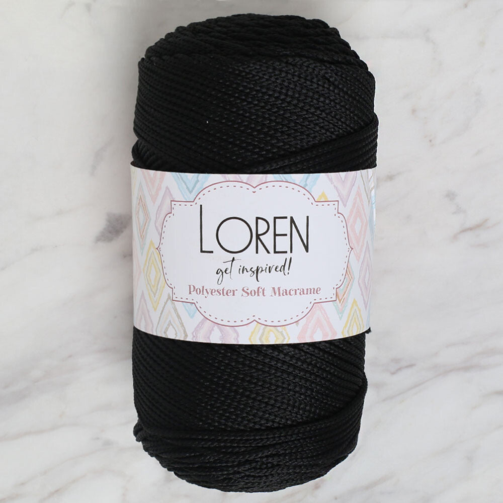 Loren Polyester Soft Macrame Siyah El Örgü İpi - LM040